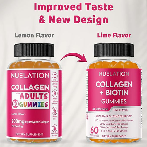 200mg Hydrolyzed Gummy Collagen for Women &amp Men. 2500mcg Biotin Gummies with 5mg Vitamin E 50mg Vitamin C &amp 5mg Zinc. Gluten-Free Non-GMO Keto Friendly Adult Biotin and Collagen Vitamins