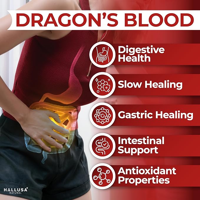 Dragon’s Blood Capsules 1000mg Croton Lechleri Extract (Sangre de Drago Sangre de Grado) Natural Digestion Support Skin Healing Ulcers Stomach Sensitivity Scarring Antioxidant Support 60 Count