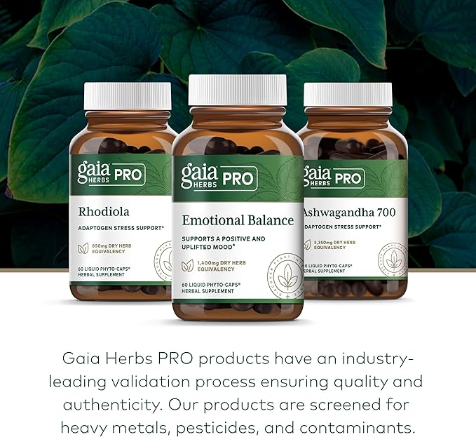 GAIA HERBS PRO Emotional Balance - Supports Stress &amp Cognitive Health* - St. John's Wort Passionflower Vervain &amp Oats - Vegan - 60 Liquid Phyto-Caps (60 Servings)