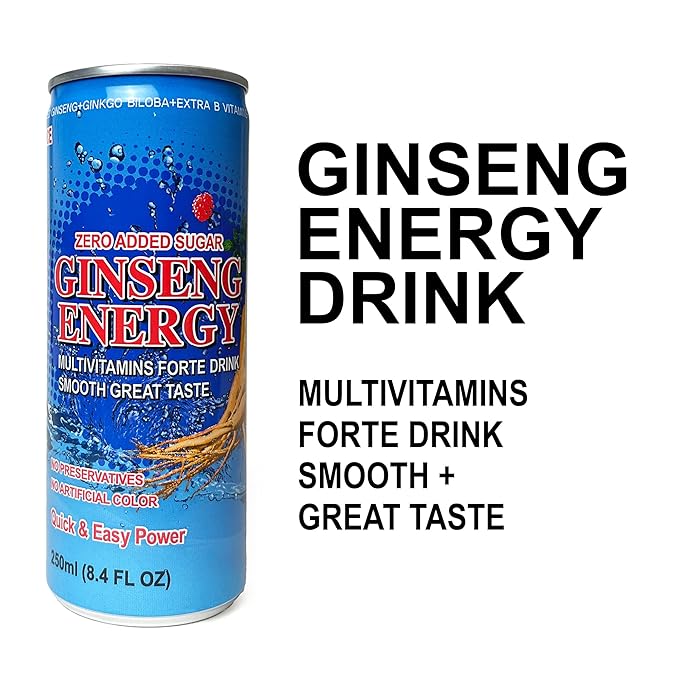 Ginseng Energy Drink Zero Added Sugar 8.4 Fl Oz (24 Cans Per Pack)
