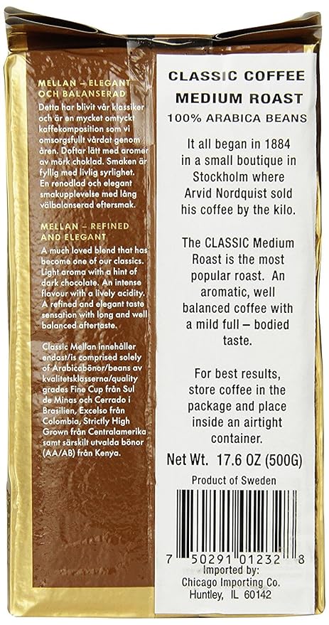 Arvid Norquist Classic Coffee Mellanrost (Medium Roast) 17.6 Ounce