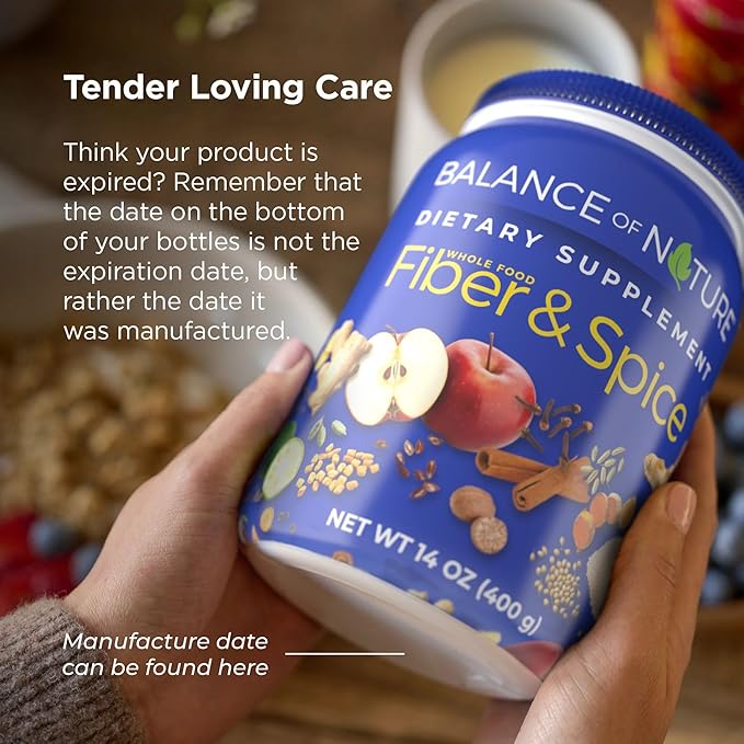 Balance of Nature Fiber &amp Spice - Psyllium Husk Flax Seed Turmeric &amp Apple - 30 Servings