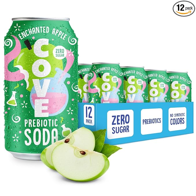 Cove Prebiotic Soda Soft Drinks with Zero Sugar - Refreshing Healthy Soda Alternative with 4g of Fiber for Digestive Support - Natural Caffeine Free Sparkling Beverage – Enchanted Apple 12 Pack
