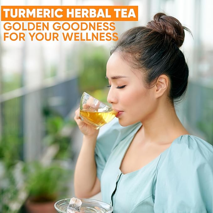 HERBOGANIC Turmeric Herbal Tea - Digestion Support and Immune Boost | Refreshing and Delicious Blend | Natural Ingredients | 120 Tea Bags