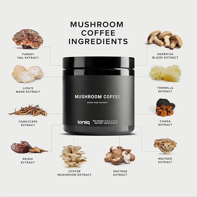 Mushroom Coffee – Functional Coffee with 10-Mushroom Full-Spectrum Blend – Real Arabica Instant Coffee – North American Grown Mushrooms – Third-Party Tested
