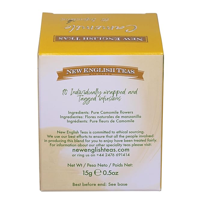 New English Teas Fruit &amp Herbal Tea 120 Teabags 12 Packs of 10 Individually Wrapped Tea Bags Naturally Caffeine Free (Chamomile)