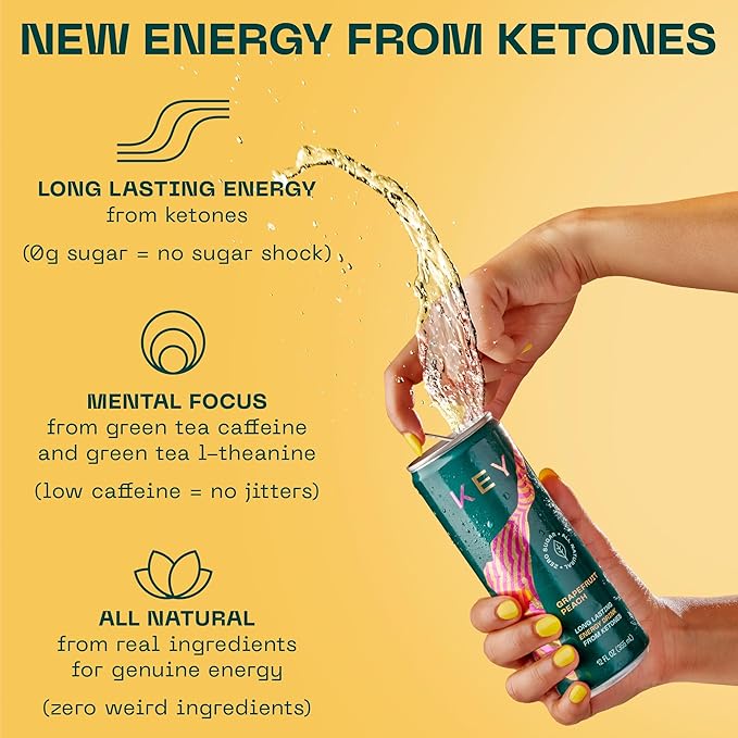 KEY 24-Pack Combo Bundle - Grapefruit Peach 12pk &amp Pineapple Passionfruit 12pk - Sugar Free All Natural Long Lasting Energy Optimal Green Tea Caffeine &amp L-Theanine for Mental Focus