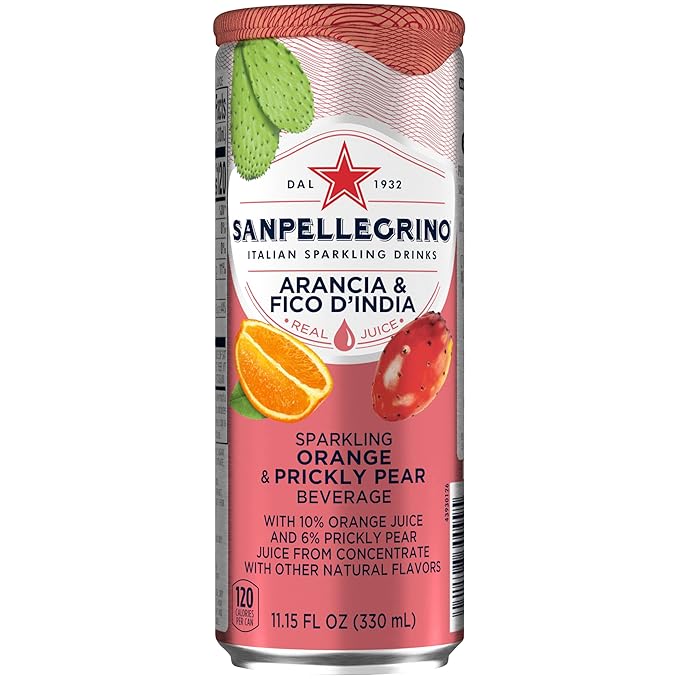 Sanpellegrino Prickly Pear and Orange Italian Sparkling Drinks 11.15 fl oz. Sleek Cans (24 Count)