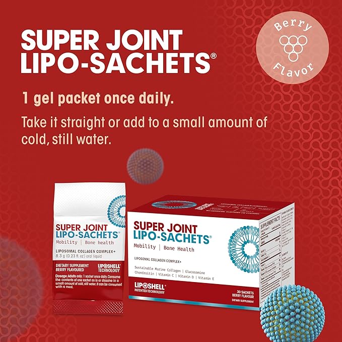 Super Joint Lipo-Sachets Liposomal Collagen Joint Supplement - Liquid Collagen Peptides to Support Joint Health Mobility &amp Comfort
