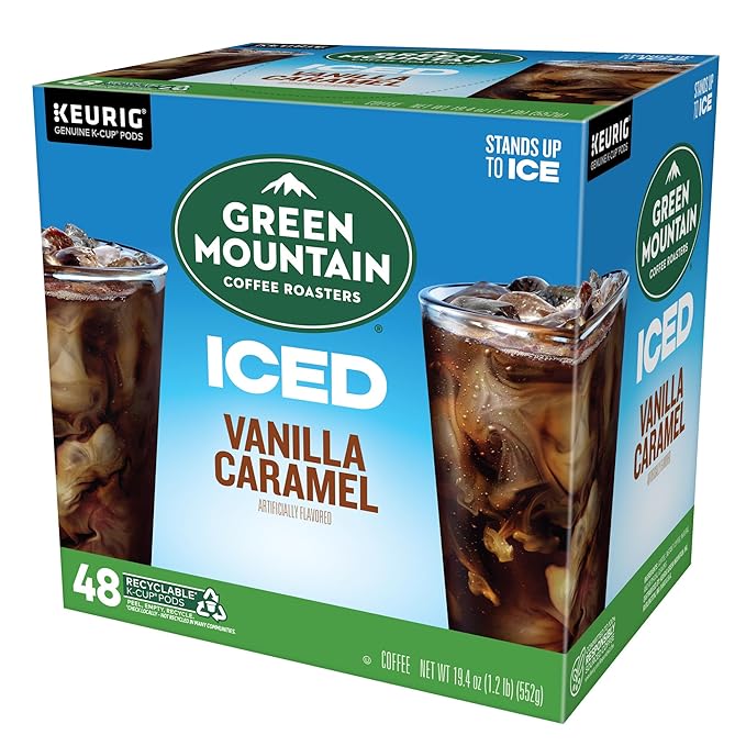 Green Mountain Coffee Roasters ICED Vanilla Caramel Single Serve Keurig K-Cup Pods Flavored Iced Coffee 48 Count
