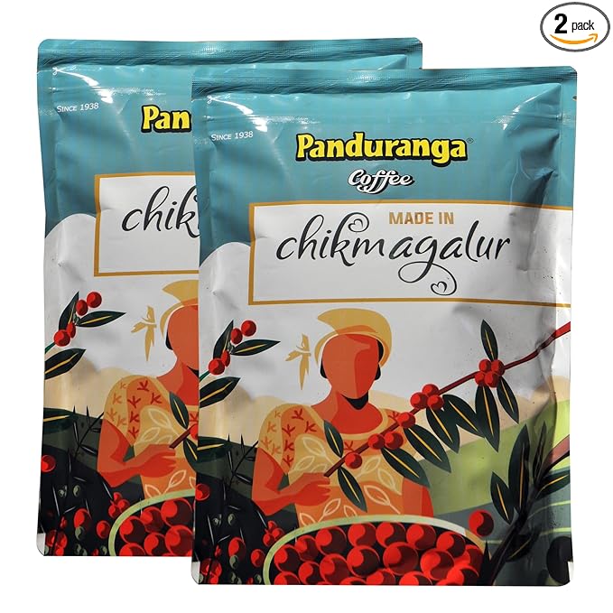 Panduranga Coffee | Made in Chikmagalur | Single Origin Specialty Coffee | 80% Coffee &amp 20% Chicory- 500grams (Pack of 2)