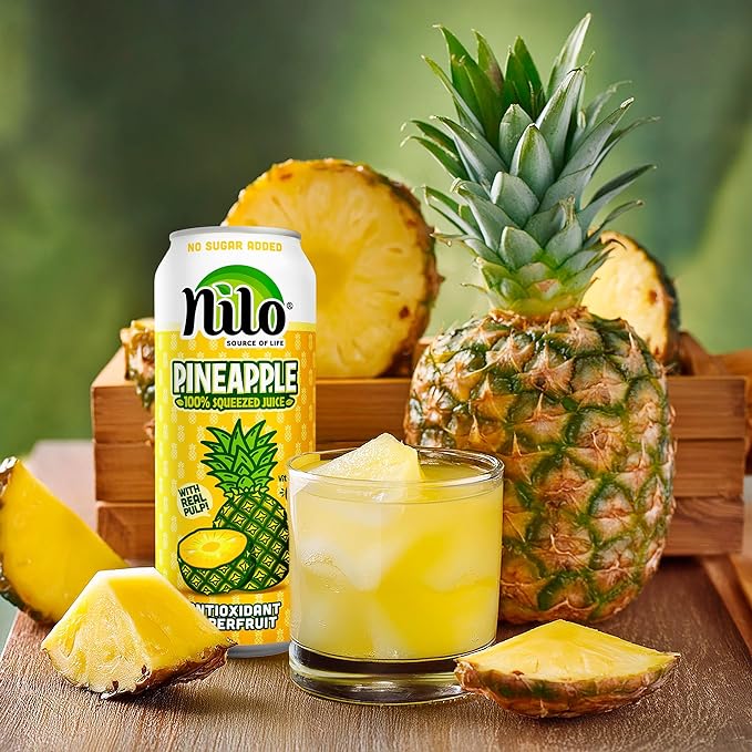 NILO Pineapple Juice | 100% Squeezed Pineapple Pina | NO Sugar added | NOT From Concentrate | 10.8 oz (Pack of 12)
