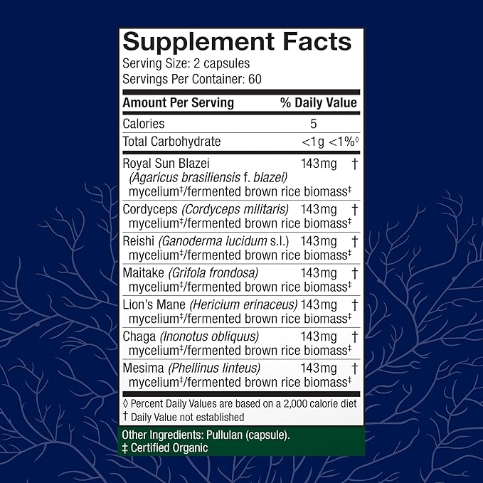 Host Defense Stamets 7-7 Species Blend - Mushroom Supplement for Immune Support - Includes Royal Sun Blazei Cordyceps Reishi Maitake Lion's Mane Chaga &amp Mesima - 120 Capsules