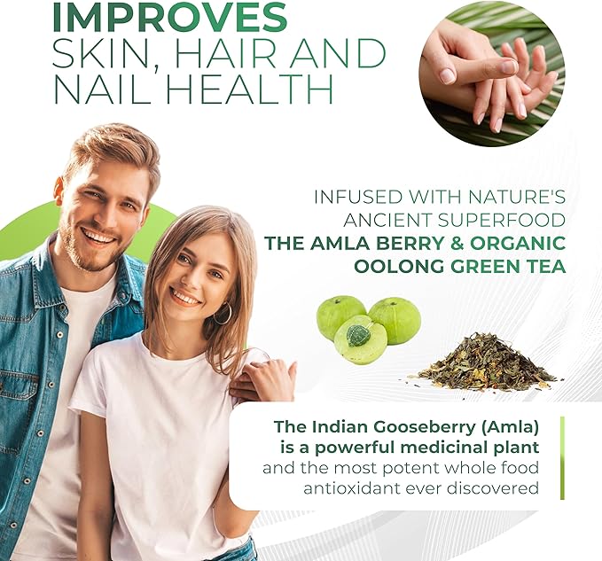 Amla Powder &amp Green Tea Superfood Supplement 20x Ultra Concentrated Amla Antioxidant Support Made with Oolong Tea and Indian Gooseberries Organic Vegan Classic Flavor 90 Servings