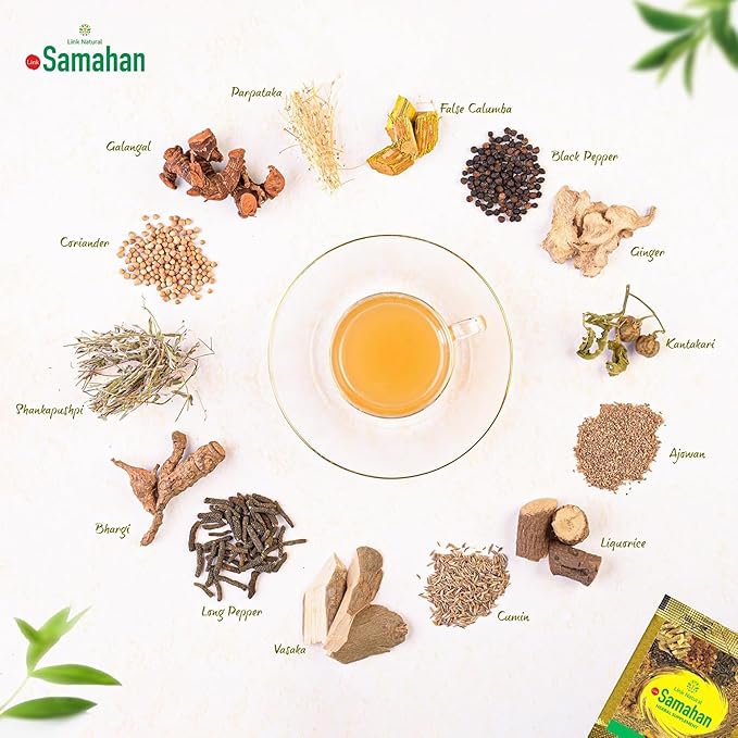 SAMAHAN Ayurvedic Herbal Tea Packets - Sri Lankan Ceylon Blend with 14 Natural Herbs Including Ginger Black Pepper &amp More Herbal Tea Bags for Wellness Relaxation &amp Daily Comfort - 100 Count
