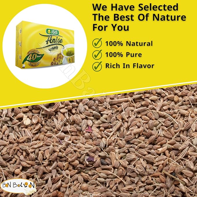 BonBalloon Isis Herbal Anise Tea 100 Bags No Caffeine No Artificial Flavors No Artificial Coloring Non GMO Halal Kosher 2g Bags Egyptian Anise