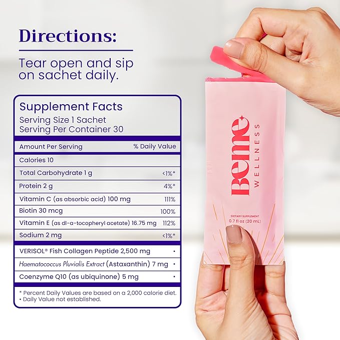 BeMe BeRadiant Liquid Collagen Peach &amp BeVitalized Multivitamin for Women Supplements - 30 Pack