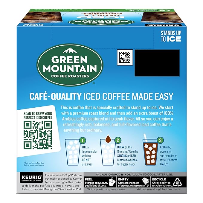 Green Mountain Coffee Roasters ICED Vanilla Caramel Single Serve Keurig K-Cup Pods Flavored Iced Coffee 48 Count