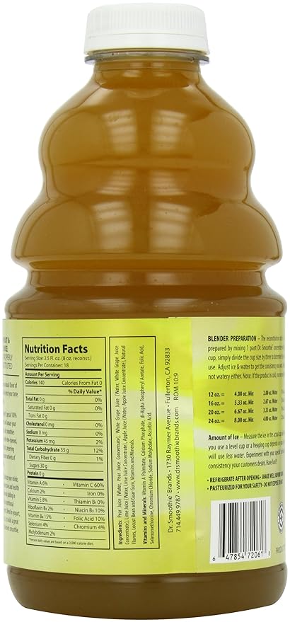 Dr. Smoothie Smooth Lime 100% Crushed Fruit Smoothie Bottles 46-Ounce