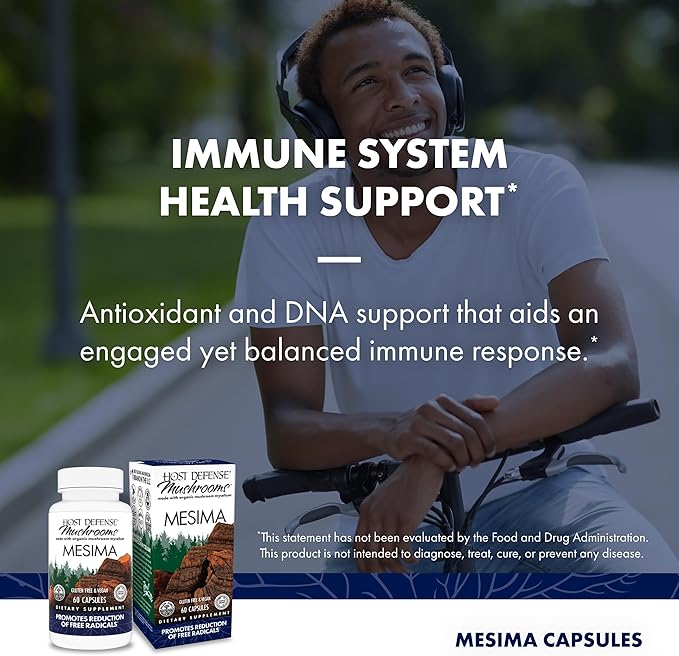 Host Defense Mesima Capsules - Herbal Antioxidant Activity &amp Immune System Support Supplement - Mushroom Supplement to Support Balanced Immune Response - 60 Capsules (30 Servings)*