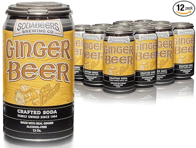 Ginger Beer | SodaBeers Brewing Co | Alcohol-Free Gluten-Free Crafted Sodas Made With Natural Flavors and Real Sugar Refreshing Fruit Beverages (12 Cans)