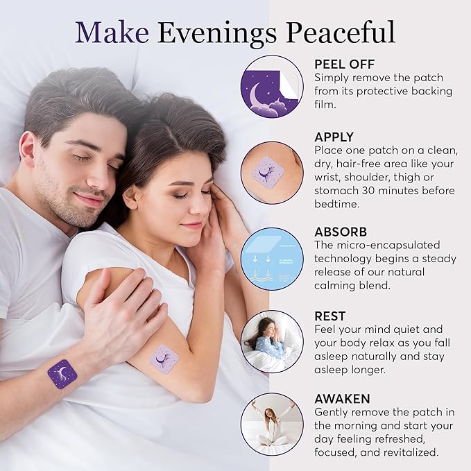 Zovira Sleep Patches for Adults Melatonin Free with Lavender Ashwagandha &amp Magnesium Patch | Easy-to-Apply Aromatherapy to Relax &amp Wake Up Refreshed | Long-Lasting Night Comfort | 28 Patches