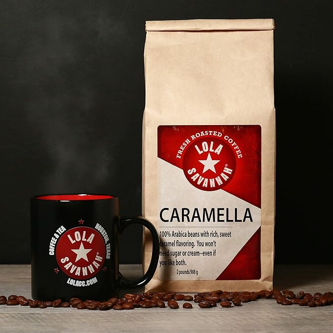 Lola Savannah Caramella Ground Coffee - Indulge In A Cup Of Our Sweet Caramel Creme Roasted Arabica Beans | Caffeinated | 2lb Bag