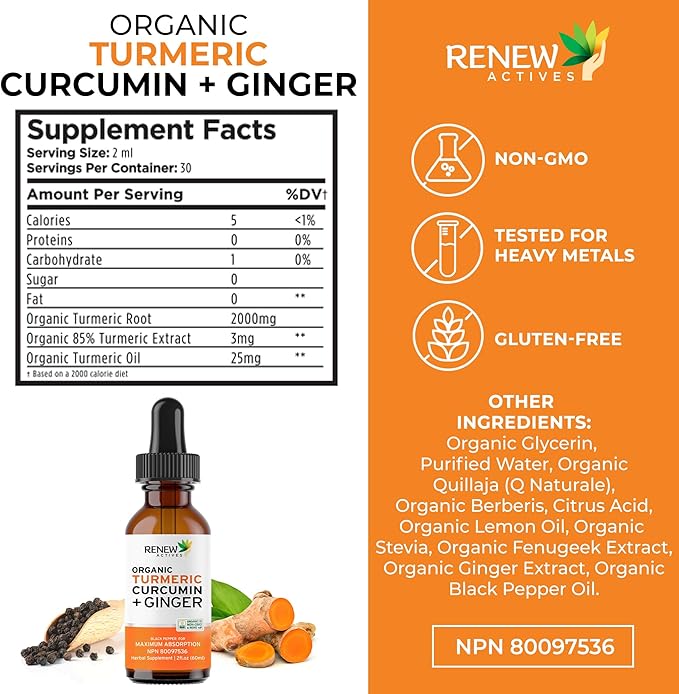 Renew Actives Turmeric Liquid Extract with Ginger &amp Lemon Oil