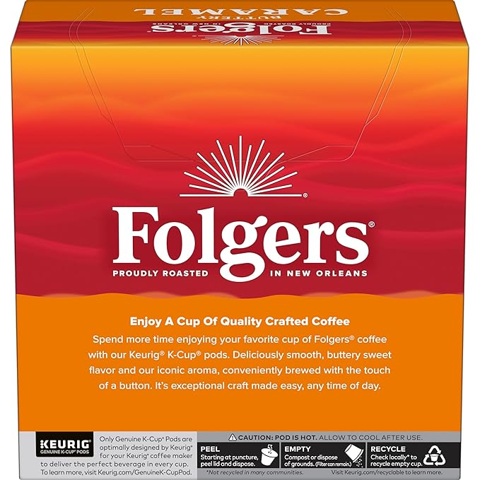 Folgers Buttery Caramel Artificially Flavored Coffee Keurig K-Cup Pods 32 Count Box