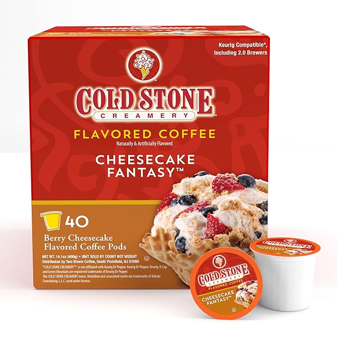 Cold Stone Creamery Beverages Cheesecake Fantasy Ice Cream Flavored Coffee Pods Compatible with K Cup Brewers Including 2.0 40 Count
