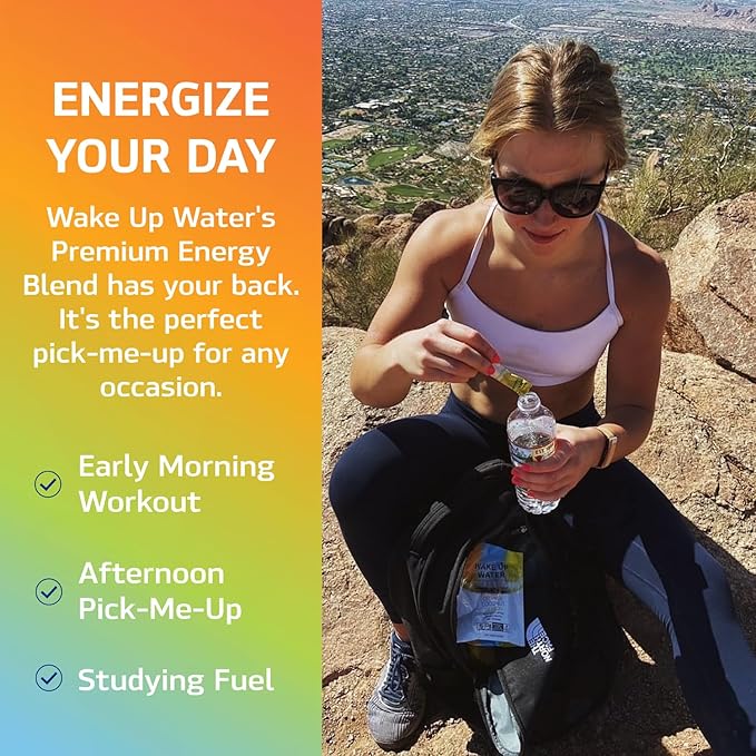 Wake Up Water Energy Drink Mix Sugar Free Clean Energy Powder with Electrolytes &amp B Vitamins Natural Caffeine for Focus &amp Hydration (15 Pack) - Variety