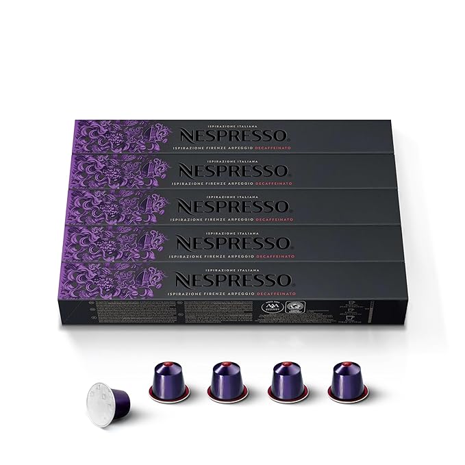 Nespresso Capsules Original Line Arpeggio Decaffeinato Dark Roast Coffee 50-Count Coffee Pods