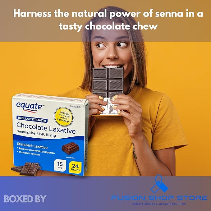 Chocolate Laxatives- Senna Laxative Chocolate 24 ct 15 mg (3 Pack) Boxed by Fusion Shop Store