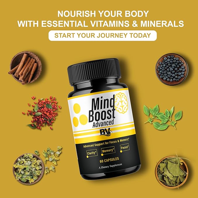 BLUE VIBE Mind Boost Premium Health &amp Wellness Nootropic Supplement MindBoost Advanced All Natural Health Management &amp Overall Wellness Support Supplement Formula Pills (5 Pack - 300 Capsules