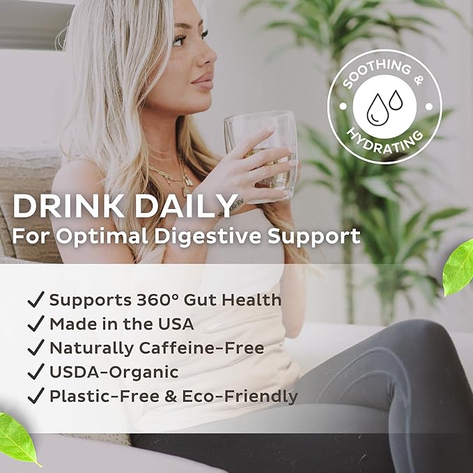 Trust Your Gut Organic Herbal Tea - Royal Flush Mugwort Wormwood Mullein Leaf Blend Caffeine-Free Liver &amp Digestive Wellness Support - Meyers Lemon 30 Plastic-Free Bags 2.33 oz