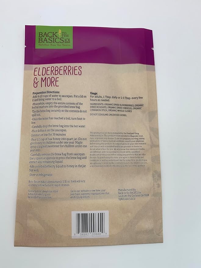 Elderberries &amp More Ultimate Syrup Mix - Makes Approx. 32 oz with Honey - Organic Dried Ingredients -Included Tea Bag - Elderberry Rosehips Hibiscus Cinnamon Stick and Whole Cloves