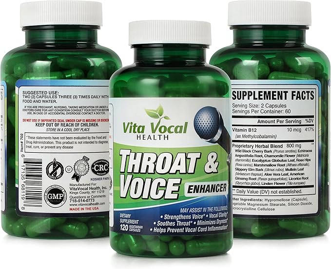 VitaVocal Throat &amp Voice Enhancer Eliminates or Reduces Hoarseness Restores Vocal Clarity Amazing Voice Remedy for Vocal Troubles for Singers Actors Public Speakers