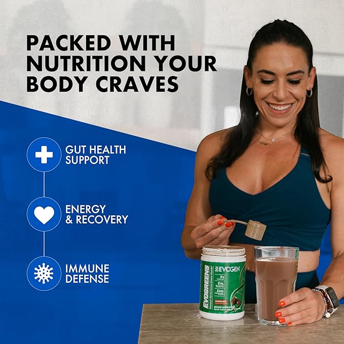 Evogen Evogreens | Premium Performance Greens Superfood Spirulina Pomegranate Probiotics Kale | 30 Servings (Chocolate 30 Servings)