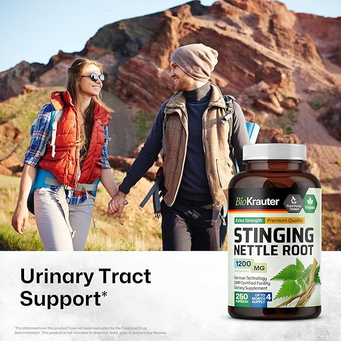 BIO KRAUTER® Stinging Nettle for Seasonal Support - Stinging Nettle Root Supplement (Urtica Dioica) 1200 mg for Urinary Tract Support &amp Daily Wellness - 250 Capsules 125 Days of Supply Non-GMO