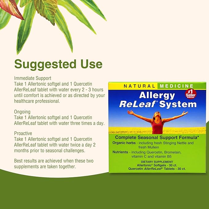 Herbs Etc. Allergy ReLeaf System - Seasonal Discomfort Supplement - Provides Seasonal Support for Sneezing &amp Itchy Eyes - Supports Sinus Function - 30 Softgels (30 Servings) 30 Tablets (30 Servin