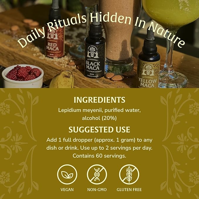 Yellow Maca Extract 50ml – Maca Root Liquid Drops | Peruvian Energy &amp Hormonal Support | Vegan Non-GMO Clean Plant-Based Formula for Focus Mood Vitality &amp Wellness– 50 Servings