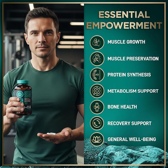 HMB and Vitamin D3 Supplement Capsules - B-Hydroxy B-Methylbutyrate 1000-3000 MG HMB Supplements with Vitamin D3 - Muscle Growth Strength Performance Pre-Workout Muscle Recovery - 360 Caps