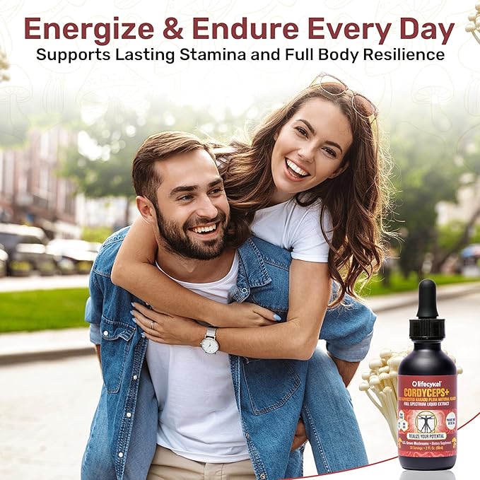 Life Cykel Premium Mushroom Extract Liquid Bundle – Lion’s Mane Cordyceps Reishi Chaga Turkey Tail &amp Shiitake (1oz Each) with Included Energy Gummies (10-Count) for Vitality &amp Mental Clar