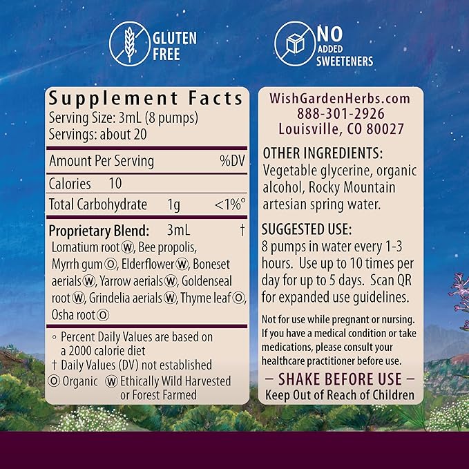 WishGarden Herbs Serious V-Fighter - Plant-Based Herbal Rapid Immune Support &amp Respiratory Health with OSHA &amp Goldenseal Soothes Aches &amp Irritated Lungs Supports Optimum Body Temperature