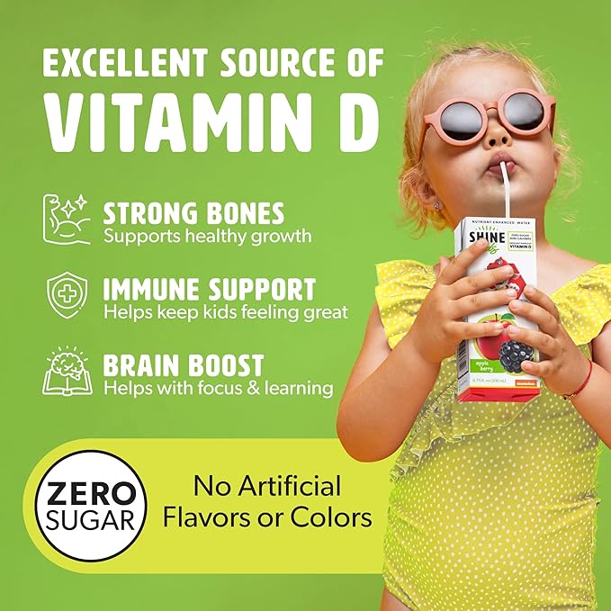 Shine Water x Paw Patrol Apple Berry Juice Boxes with Vitamin D 32-Pack | No Added Sugar | Naturally Flavored Drinks for Kids | Vegan Gluten Free Zero Calorie Hydration