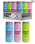 EBOOST Super Fuel Healthy Energy Drink - Caffeine from Natural &amp Clean Ingredients For Focus and Productivity -Taurine Free Pre-Workout With Electrolytes Nootropic &amp Vitamins - Variety Pack