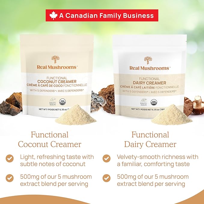 Real Mushrooms Functional Coconut Creamer with Reishi Lucuma &amp Ceylon Cinnamon – Organic Dairy-Free – Vegan Coffee Creamer for Smoothies &amp Drinks – 90 Servings Organic Cream Coconut Powder