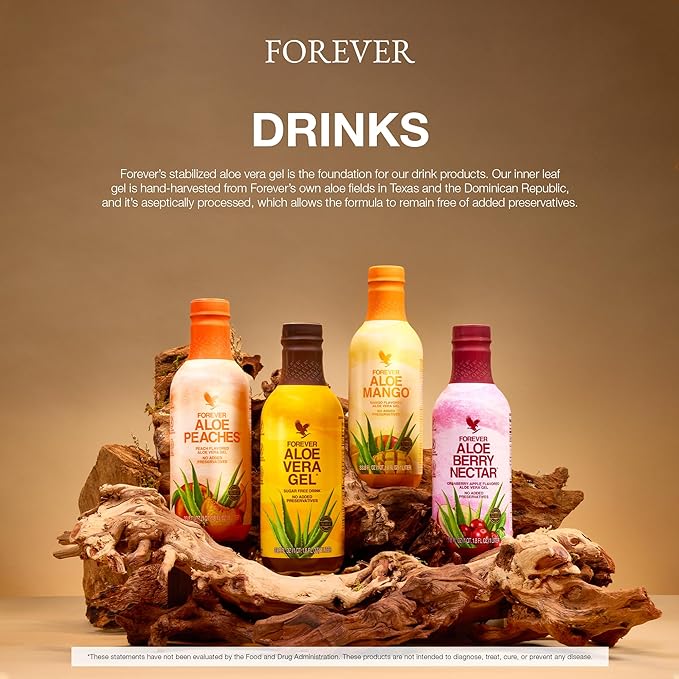 Forever Living - Forever Aloe Mango - Pure Aloe Vera Gel Infused with Mango - Gluten-Free and Vegan with Added Vitamin C - 1 Liter