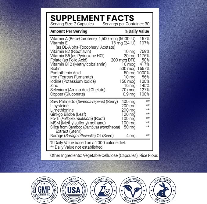 Research Verified Hair Growth Support - with Biotin DHT Blockers &amp Vitamins - Hair Growth and Hair Loss Prevention - 360 Capsules - 6 Month Supply