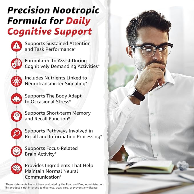 10X Health Focus Rhodiola Rosea - Brain Supplements for Memory and Focus - 60 Capsules Focus Supplement Memory Supplement for Brain Health with Ginkgo Biloba Huperzine A - Ginkgo Biloba Capsules